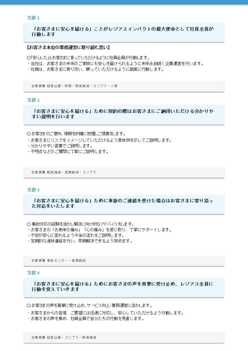 お客さま本位の業務運営に関する方針